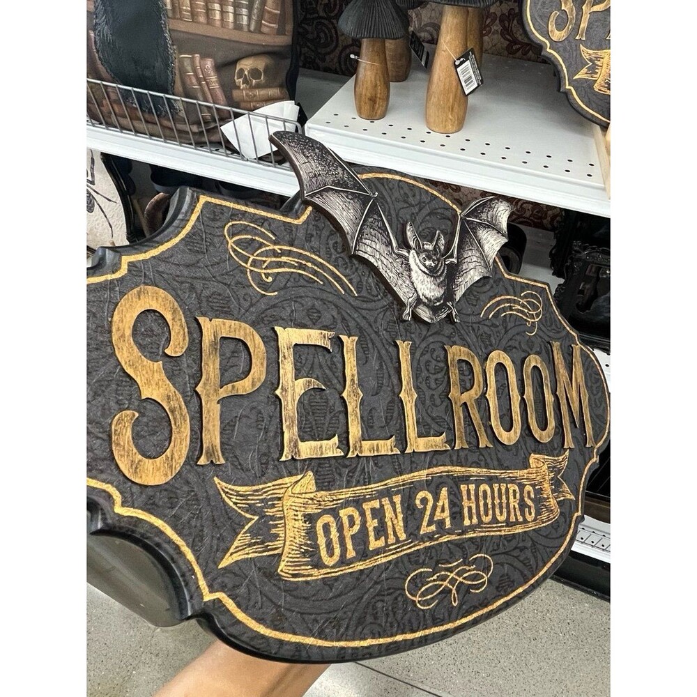 Ashland Halloween Spellroom Open 24 Hours Potion Bat Sign Wall Decor - Picture 2 of 3